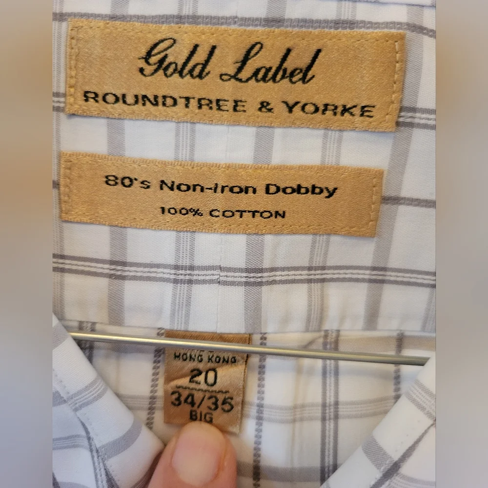 Roundtree & Yorke Gold Label dress casual shirt men's big & tall size 20 34/35 - Picture 3 of 4